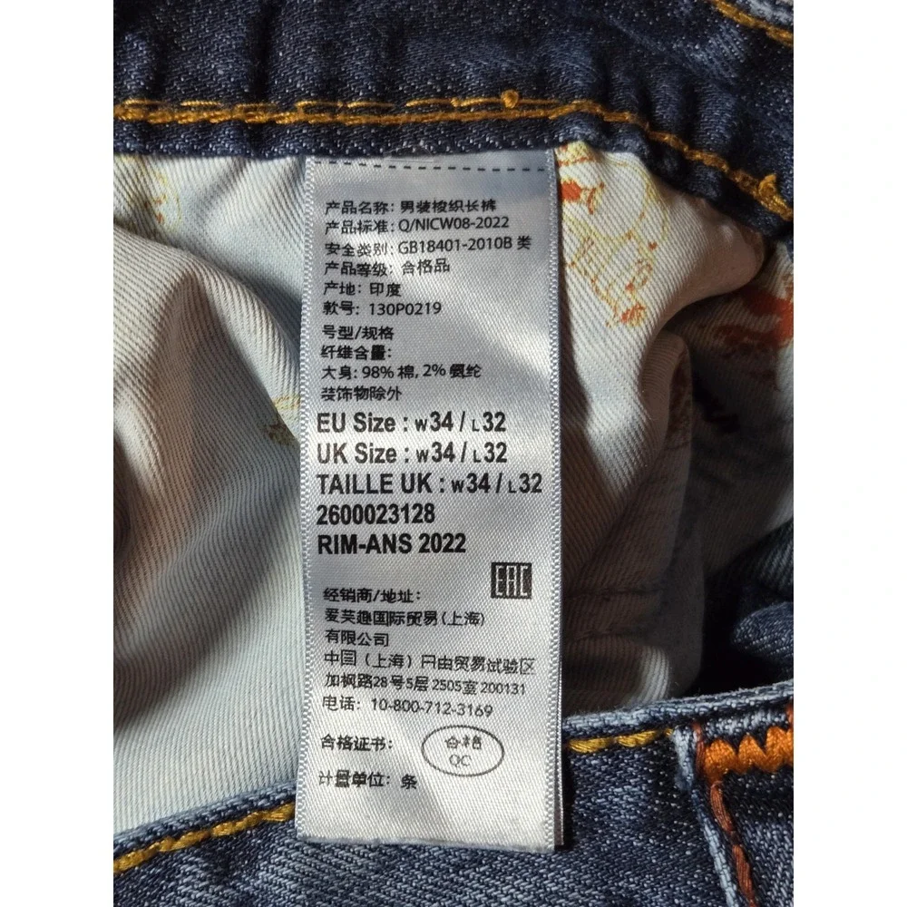 True Religion Mens Denim Jeans 34x25 Medium‎ Wash Orange Stitching